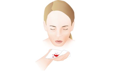 Coughing up blood could be a sign of broken or fractured ribs and bruised lungs